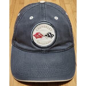 General Motors Chevrolet Corvette Patch Racing Hat Cap Mens OSFM Gray Strap Back